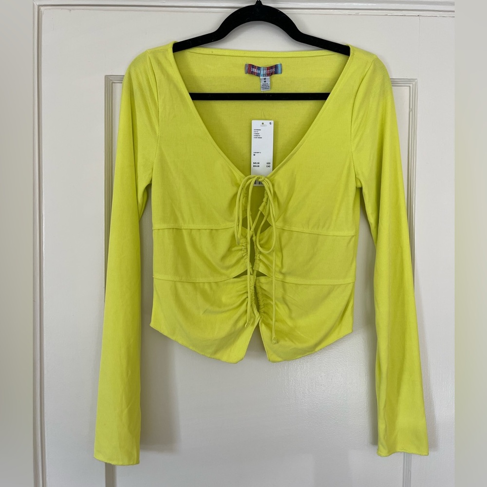 Urban Outfitters NWT Lace Up Top - Neon Yellow